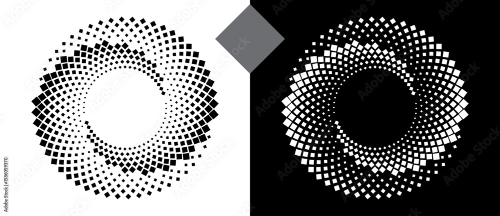 Canvas Prints abstract background with squares in circle. art design spiral as logo or icon. a black figure on a w