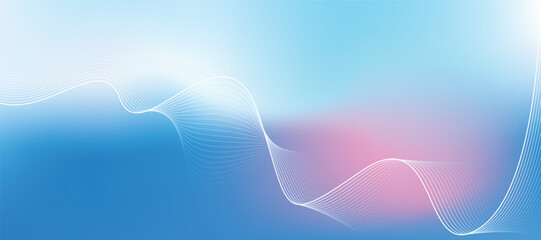 Blue Pink Wave Gradient Abstract Background with Soft Light Lines Modern Flow Design