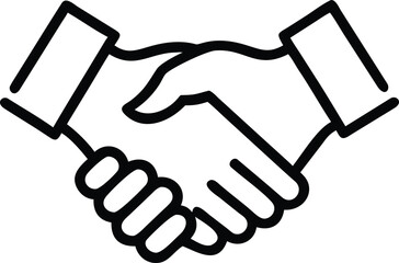 Simple line drawing of handshake between two partners for business concepts