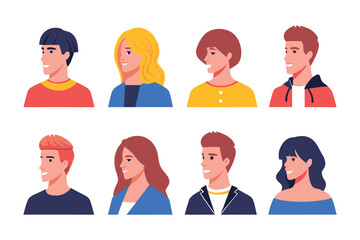 Diverse Profile: A collection of diverse profiles of young adults, illustrating individual character and style against a clean backdrop, perfect for concepts related to community and individuality.