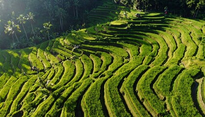Lush green rice terraces