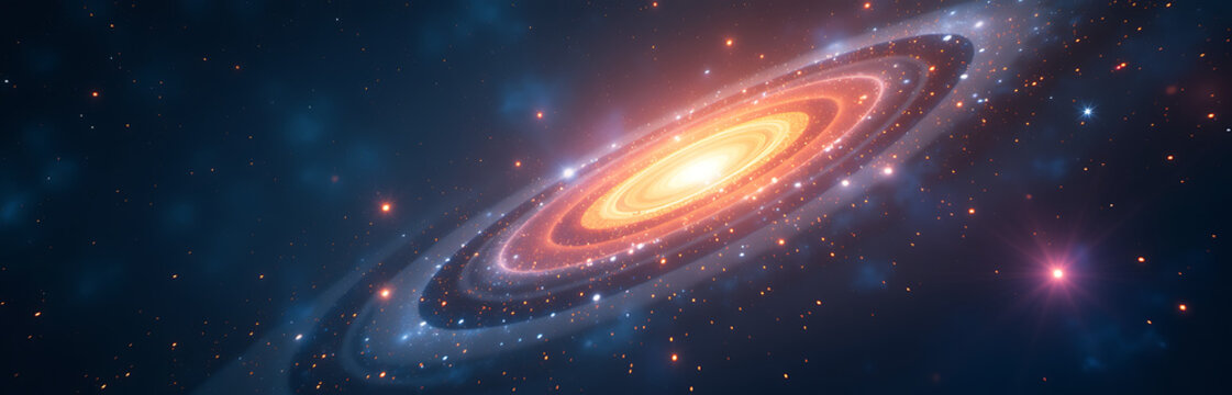 vast dark cosmos unfolds swirling galaxies star bursts distance illuminated explosion glowing iridescent