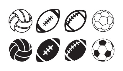 American  football or soccer ball icon set. Victor illustration eps10