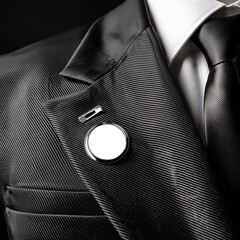 Elegant Suit Lapels with Blank Round Pin Badges Ideal for Mockup