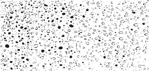 Small water drops texture vector. Rainy window overlay texture. Rain on glass background. Abstract halftone textured effect. Vector Illustration. EPS10.
