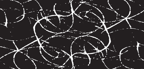 Fototapeta premium Monochrome texture composed of irregular graphic elements. Distressed uneven grunge background. Abstract vector illustration. Overlay for interesting effect and depth. Isolated on white background. 