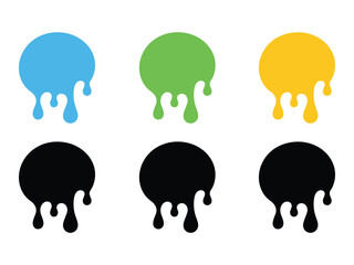 ripping stickers or circle labels. Set of colorful drips circle labels. Paint drip stickers vector
