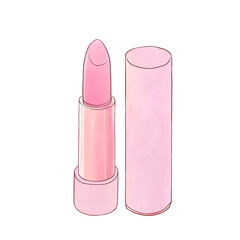 ピンク色のかわいいリップスティックのイラスト