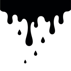 Flat Vector Illustration of Black Liquid Dripping. Abstract Ink Flow.