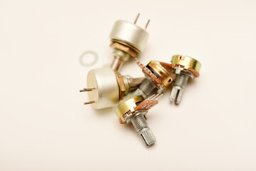 Potentiometers. Variable resistors. Devices for voltage changes.