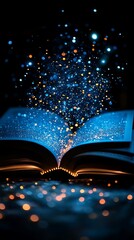 Open book shimmering magical glowing light wallpaper