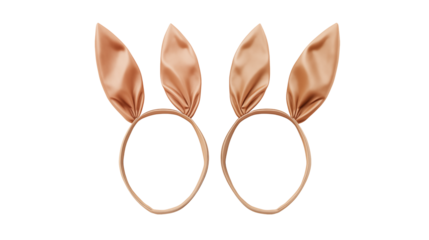 Two satin bunny ears isolated on transparent provide a festive Easter or costume accent.