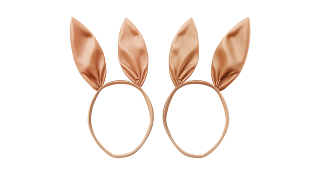 Two satin bunny ears isolated on transparent provide a festive Easter or costume accent.
