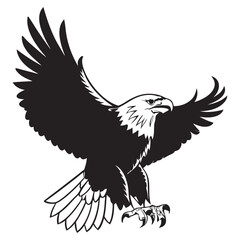 Fototapeta premium Attacking Bald Eagle with Talons Extended - Vector Logo Illustration