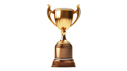 Gleaming golden trophy, symbolizing achievement and success on a transparent backdrop.