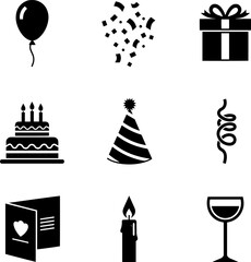 Fototapeta premium Fun party icon set for event planning and celebratory designs is here, transparent background