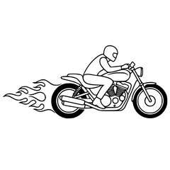 Fototapeta premium motorcycle on a white background Rider on a Flaming Motorcycle Vector Outline