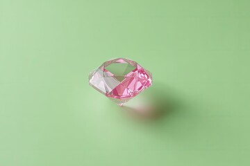 Pink diamond on mint green background
