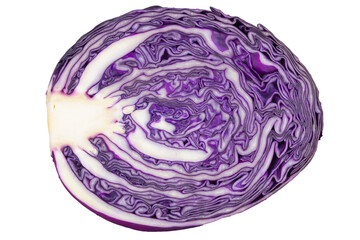 Obraz premium Vibrant purple cabbage cross-section showcasing intricate patterns. Isolated object.