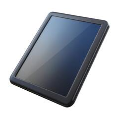 Modern digital tablet device with reflective screen isolated on transparent background