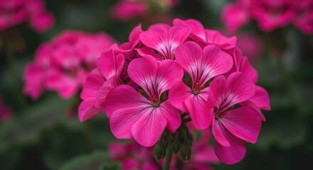 Vibrant Pink Geranium Bloom: A Close-Up of Floral Beauty in Natural Light