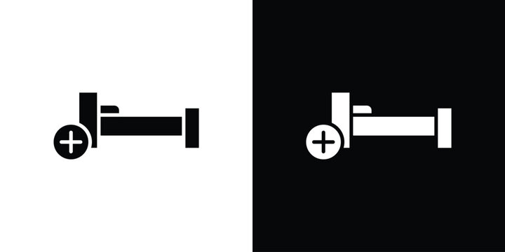 Hospital bed icons flat design concept for graphics.