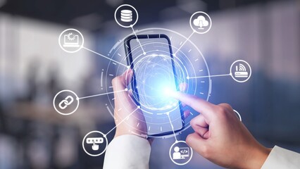 Cloud computing, cloud strategy, and cloud technology transforming digital infrastructure with...