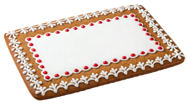 Gingerbread cookie decorated with icing and red dots