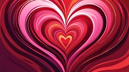 Obraz premium Heart shape abstract design in shades of red and pink creates a romantic and artistic expression for backgrounds or graphic design.