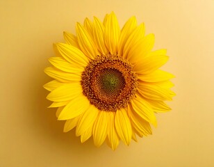 Perfect Sunflower on Golden Yellow Background - Bright Summer Flower with Natural Lighting