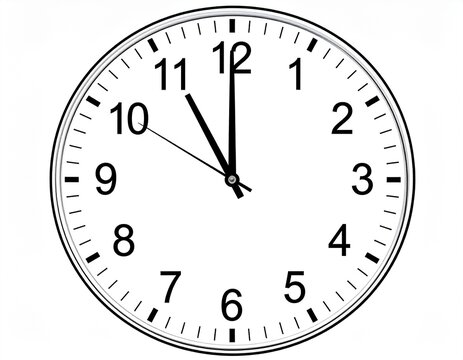 White Wall Clock Showing 11 O'Clock - Time Management and Deadline Concept