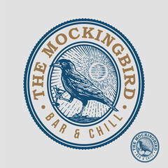 The Mockingbird Vintage Logo Badge Vector Illustration