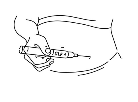 hand holding syringe injecting glp-1 clip art preview