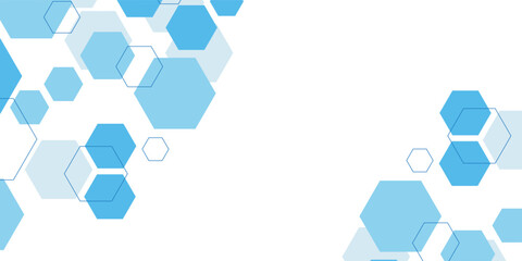 Abstract blue hexagon banner background.