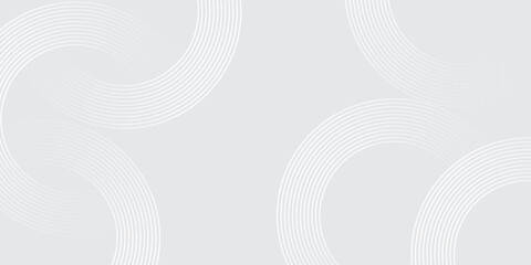 Abstract white glowing geometric lines on gray background. Modern shiny blue circle lines pattern. Futuristic technology concept. Suit for cover, poster,