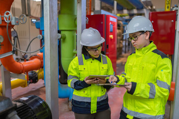 Maintenance technician at a heating plant,Petrochemical workers supervise the operation of gas and...
