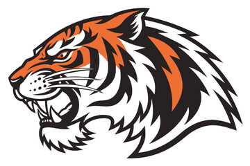 Obraz premium Orange and black tiger head vector illustration animal 1