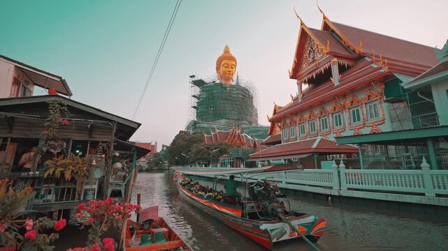 Thailand temple Wat Paknam Phasi Charoen Bangkok famous landmark and popular travel destination Bangkok, Thailnad 4K