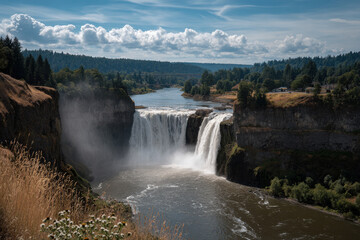 Fototapeta premium breathtaking summer landscapes featuring stunning waterfalls of washington state showcasing their natural beauty
