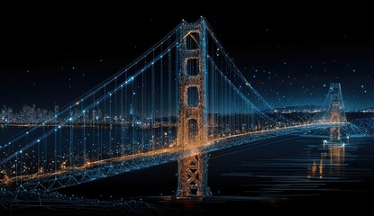 Fototapeta premium Digital depiction of Golden Gate Bridge at night