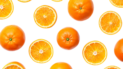 Vibrant Orange Slices and Whole Oranges Pattern Background