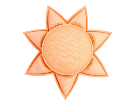 3D Sunburst Icon with Orange Color and Transparent Background