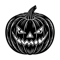 Halloween pumpkin carving stencil template scary jack o lantern face vector illustration art