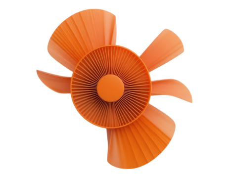 Orange Propeller Overhead View with Blades and Central Hub