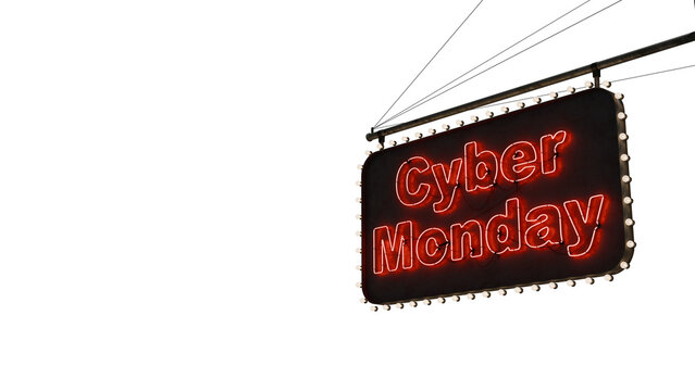 Cartel neón Cyber Monday rojo alfa.