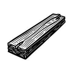 Illustration of a single wooden plank for construction projects and woodworking designs and art