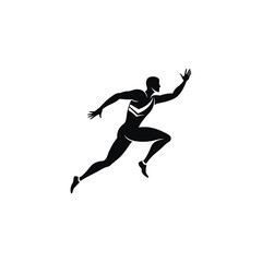 Stylized silhouette of a sprinter in motion isolated on a white background