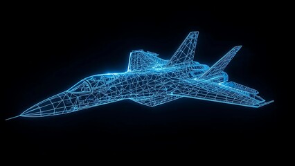 Looped Animation of Su-57 Felon Radar Signature Visualization – Stealth Technology with Glowing Wireframe