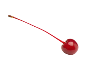 a single cherry with a stem sticking out of it