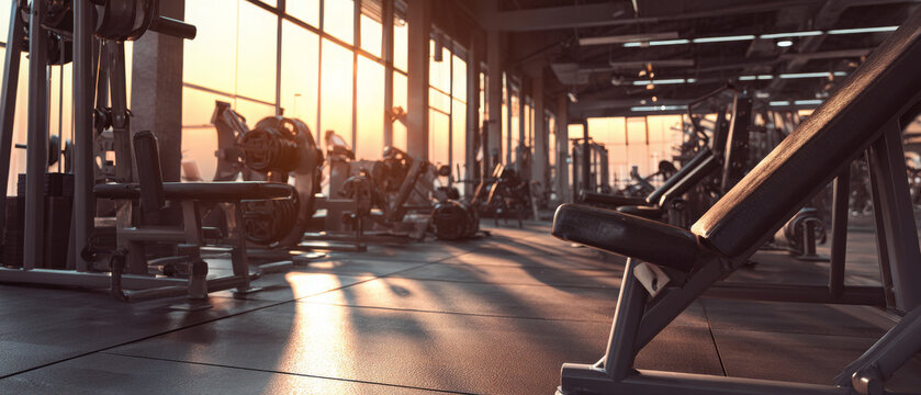 Modern Gym Interior with Workout Equipment